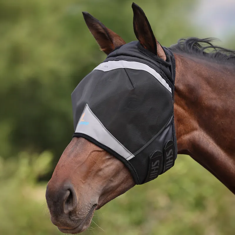 Shires FlyGuard Pro Fine Mesh Fly Mask with Ear Holes - Jet