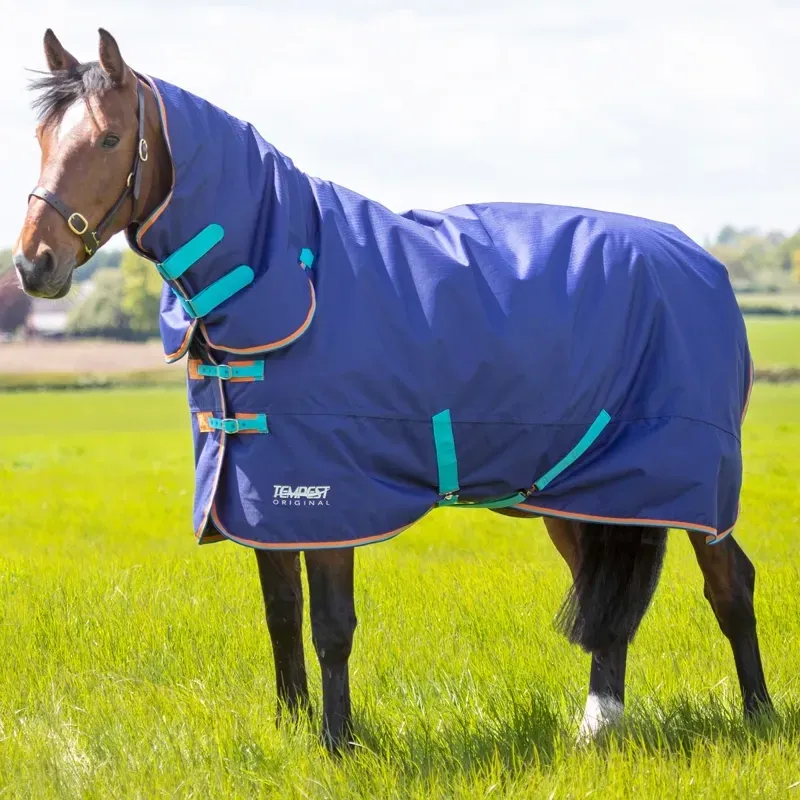 Shires Tempest Original 100g Combo Neck Turnout Rug - Navy Blue