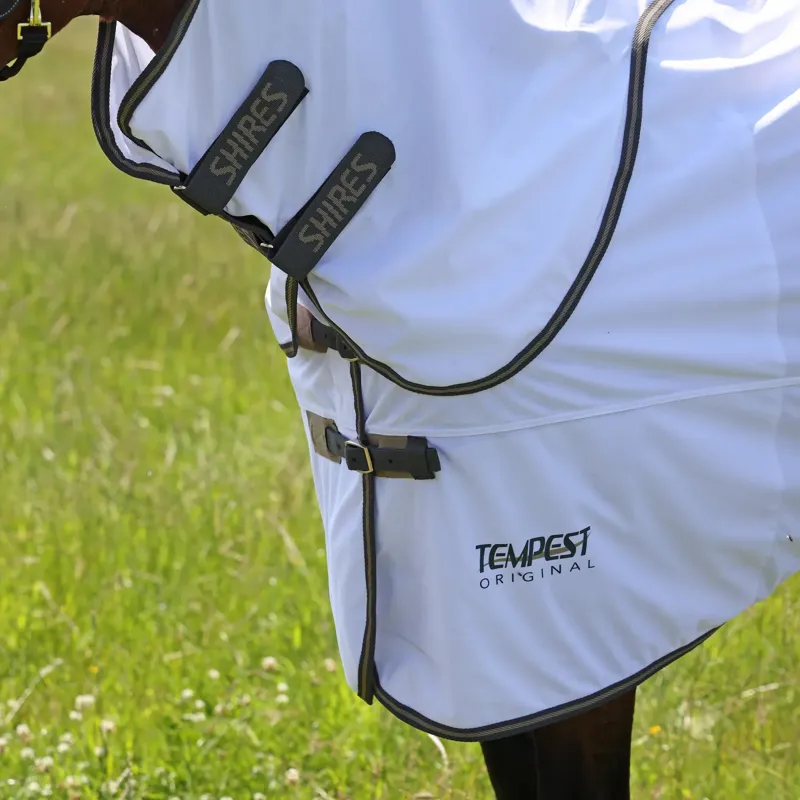 Shires Tempest Original Detachable Neck Fly Rug - White/Grey-5
