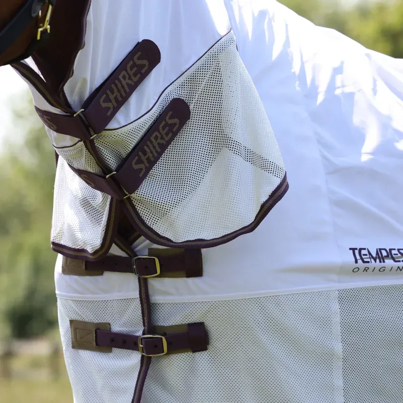Shires Tempest Original Mesh Combo Neck Fly Rug - White-1