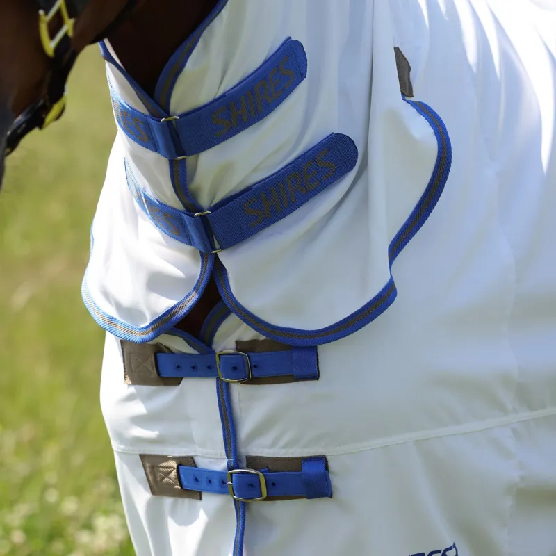 Shires Tempest Plus Sweet-Itch Combo Neck Fly Rug - White/Air Force-1