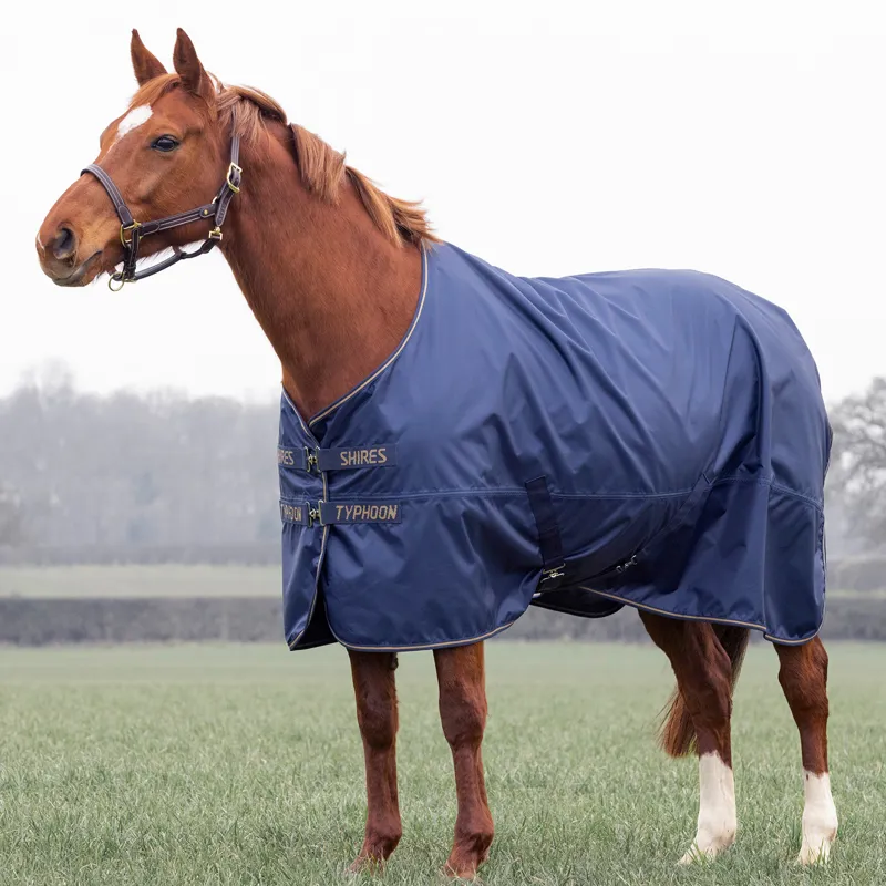Shires Typhoon Lite Standard Neck 0g Turnout Rug - Navy-2