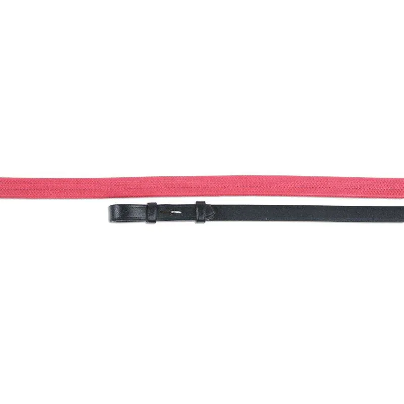 Shires Aviemore Nylon Insert Rubber Grip Reins - Black/Pink