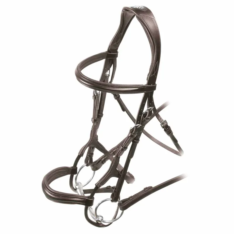 Velociti RAPIDA Rolled Padded Cavesson Bridle with Reins - Havana