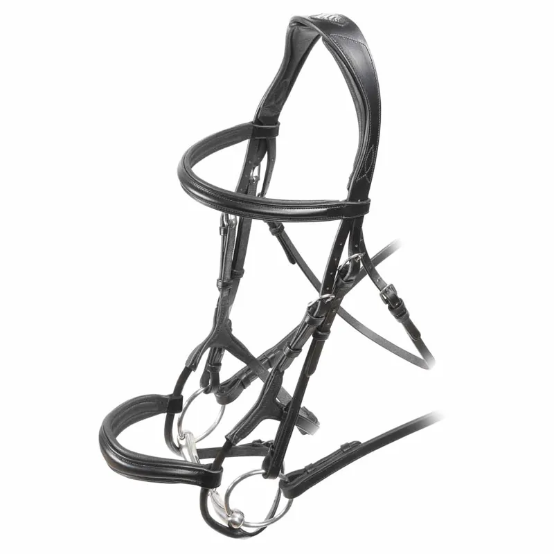 Velociti RAPIDA Rolled Padded Cavesson Bridle with Reins - Black