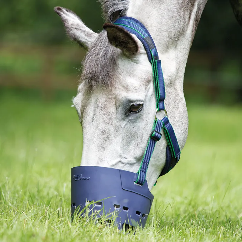Shires Flexi Grazer Grazing Muzzle - Navy