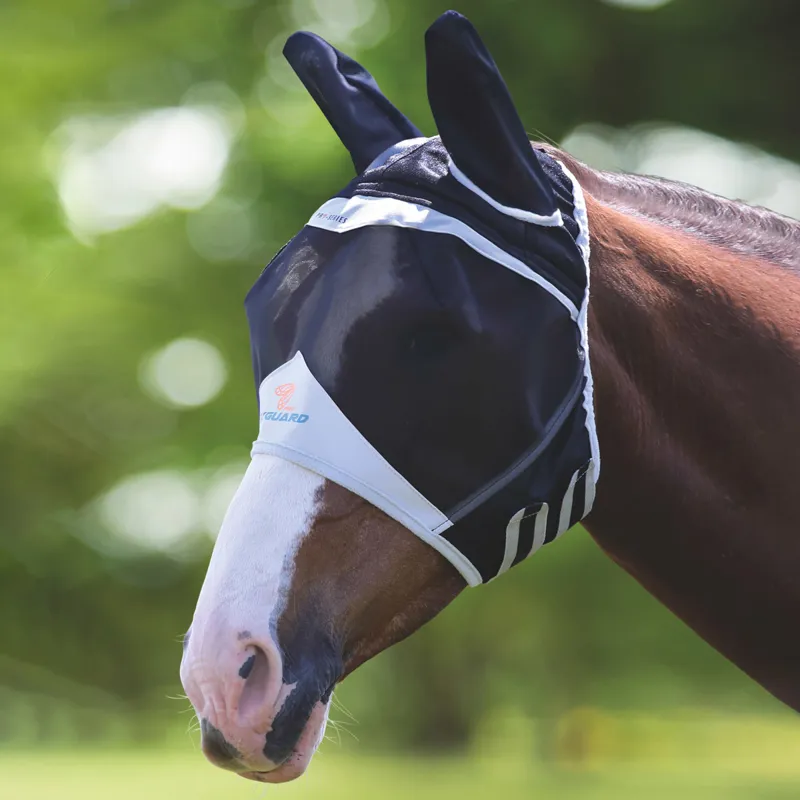 Shires FlyGuard Pro Fine Mesh Fly Mask with Ears - Black