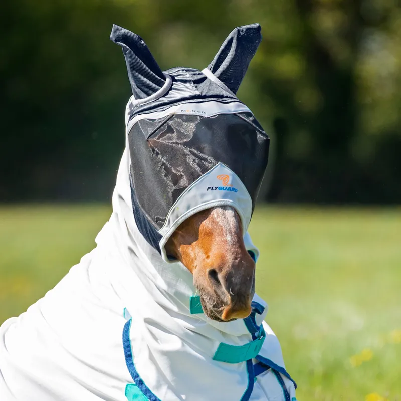 Shires FlyGuard Pro Fine Mesh Fly Mask with Ears - Black-1