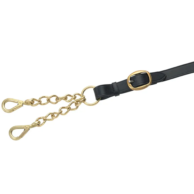 Velociti Leather Lead Rein with Small Newmarket Chain - Black