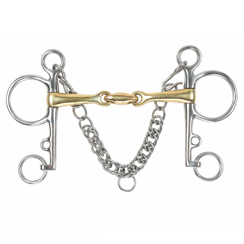 Shires Brass Lozenge Double Jointed Pelham Bit