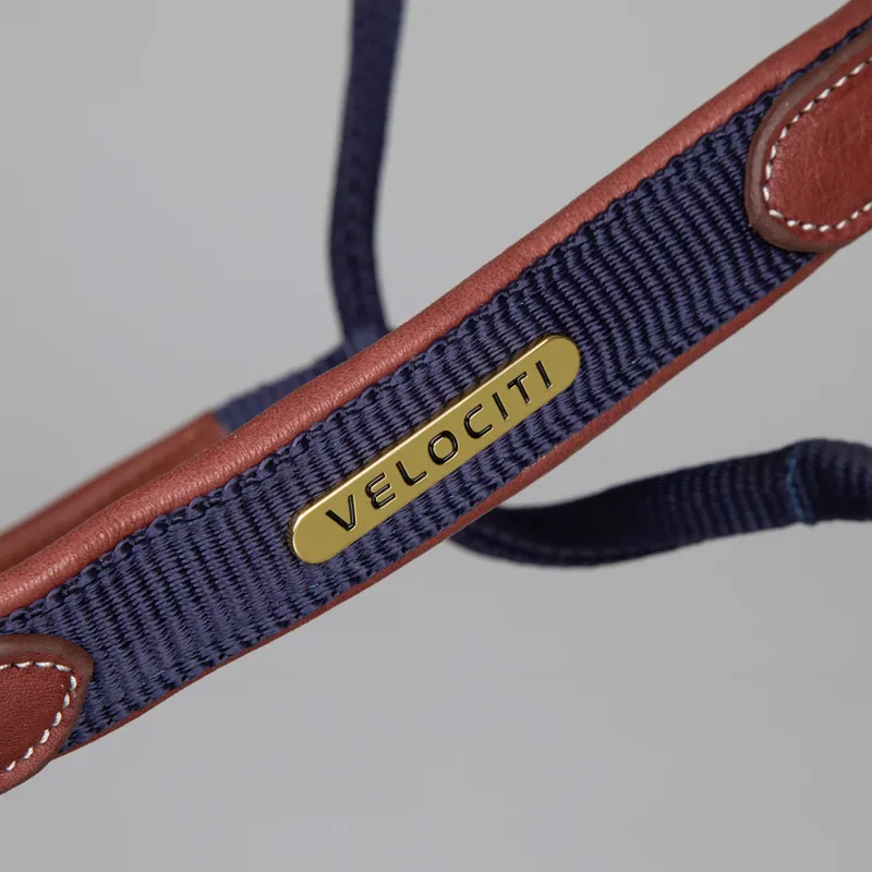 Velociti Lusso Padded Leather Headcollar - Navy-1