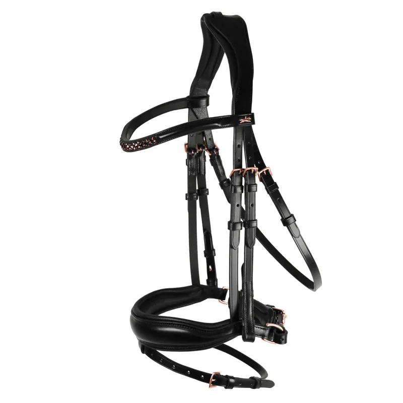 Schockemohle Stanford S Anatomic Flash Bridle - Black/Burgundy/Rose