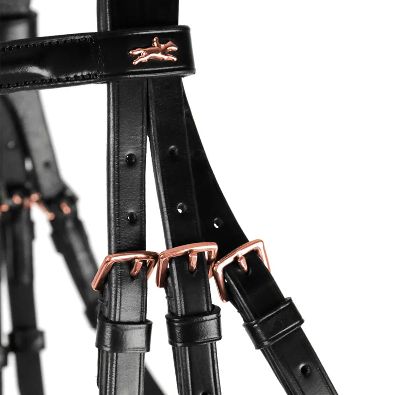 Schockemohle Stanford S Anatomic Flash Bridle - Black/Burgundy/Rose-2