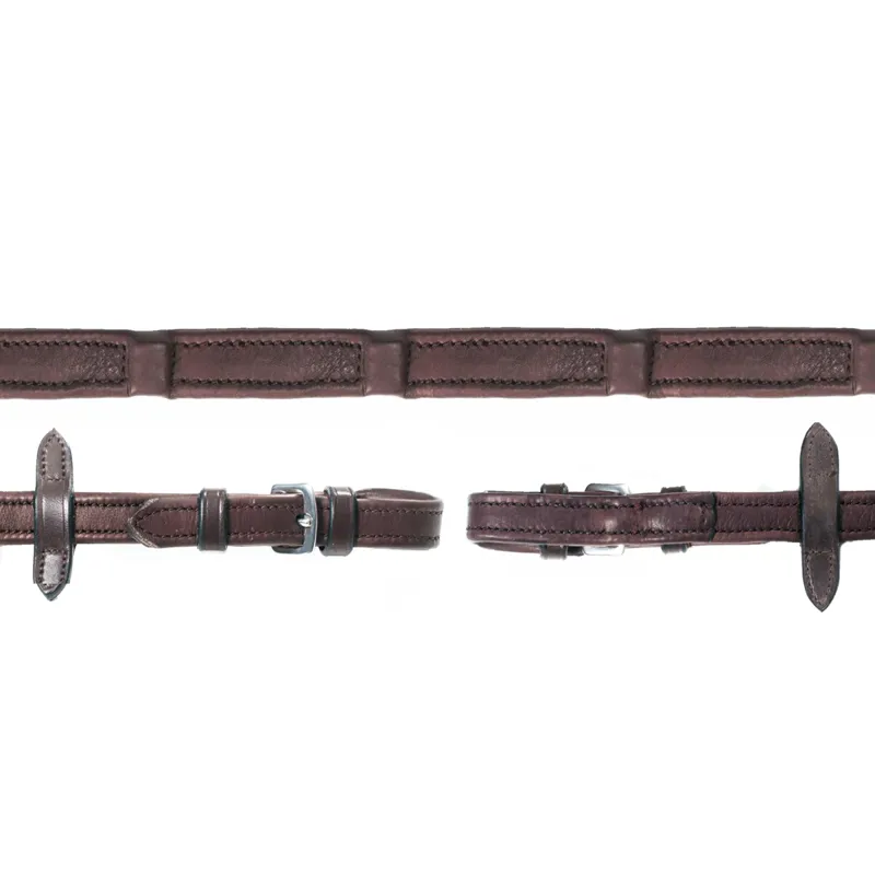Schockemohle Dura Soft Wide Inside Grip Reins - Dark Brown/Silver