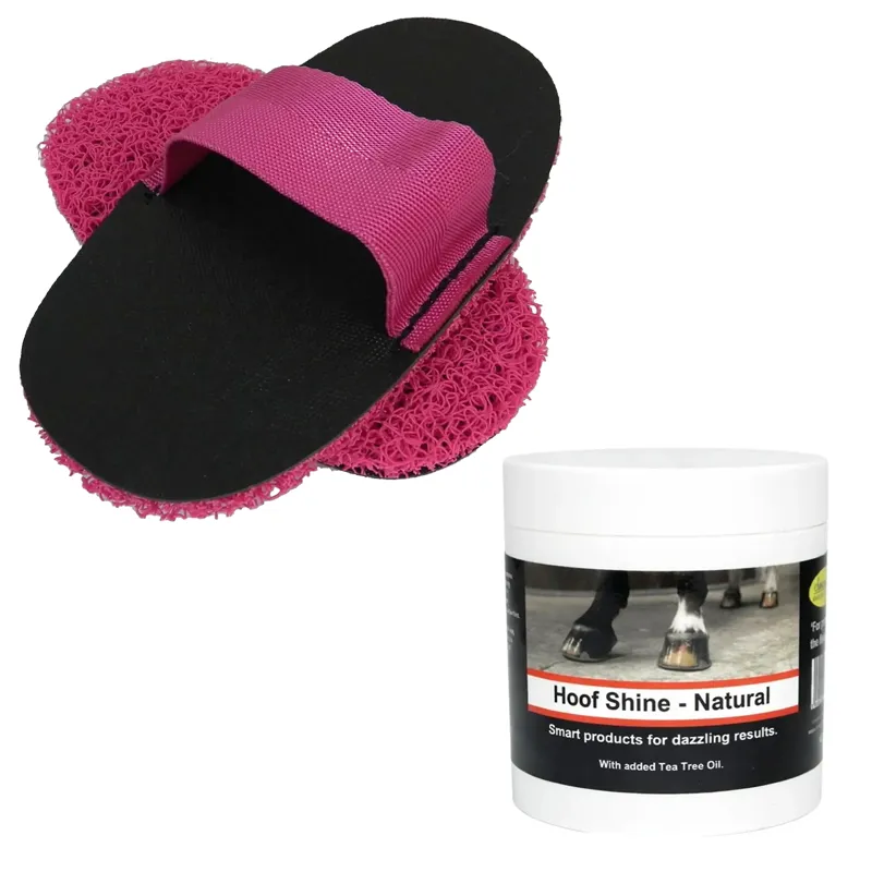 Smart Grooming Hoof Shine and Super Groomer Bundle - Natural/Pink