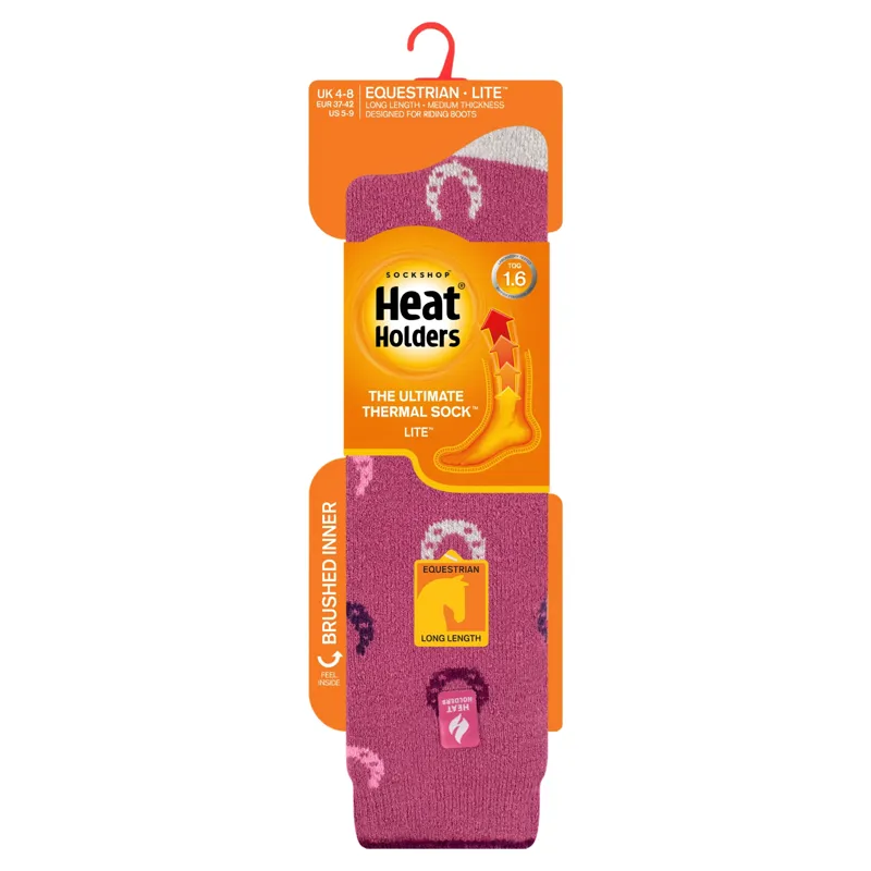 Sockshop Heat Holders Howick Womens Long Socks - Pink/Horseshoe