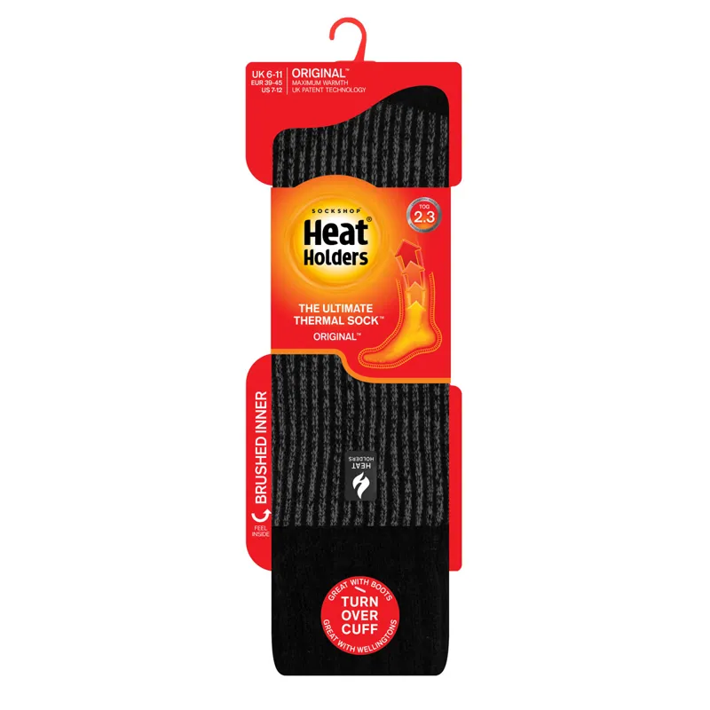 SockShop Heat Holders Buzzard Mens Thermal Wellington Socks - Black-1