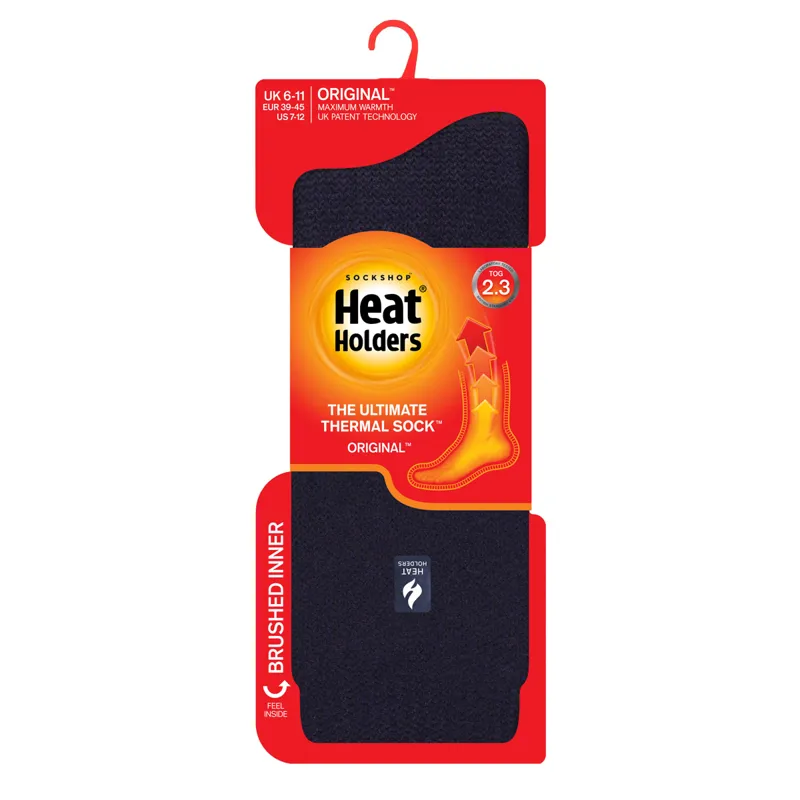 SockShop Heat Holders Finch Mens Crew Length Thermal Socks - Navy-1