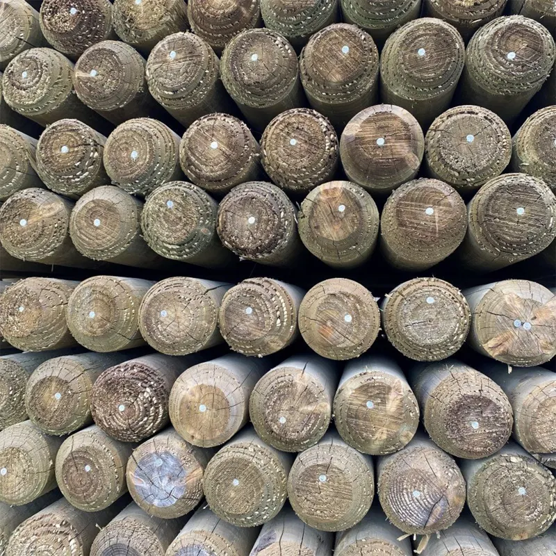 Wooden Treated Round Fence Post - 106mm x 1.68m-1