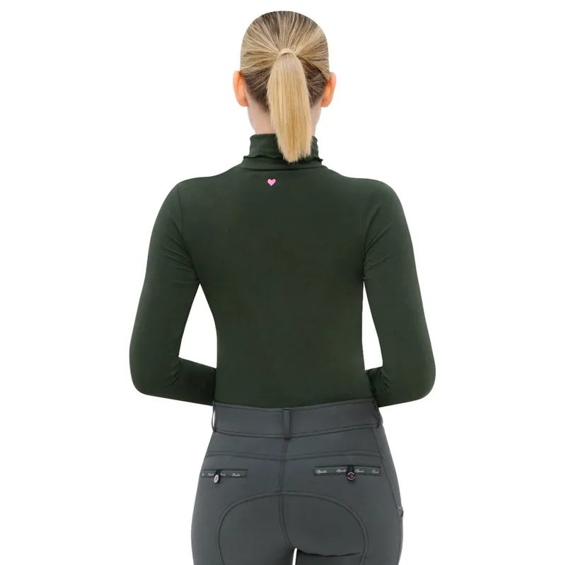 Spooks Phiene Ladies Roll Neck Top - Dark Forest-1