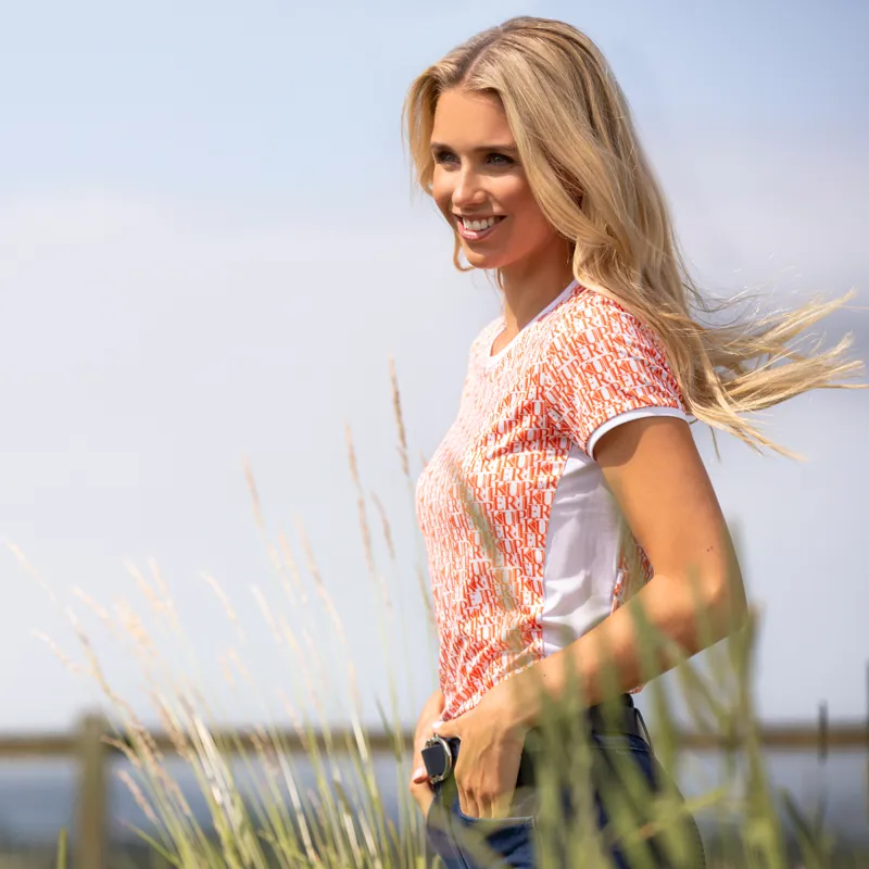 Pikeur Vilja Sports Ladies T-Shirt - White/Peach-1