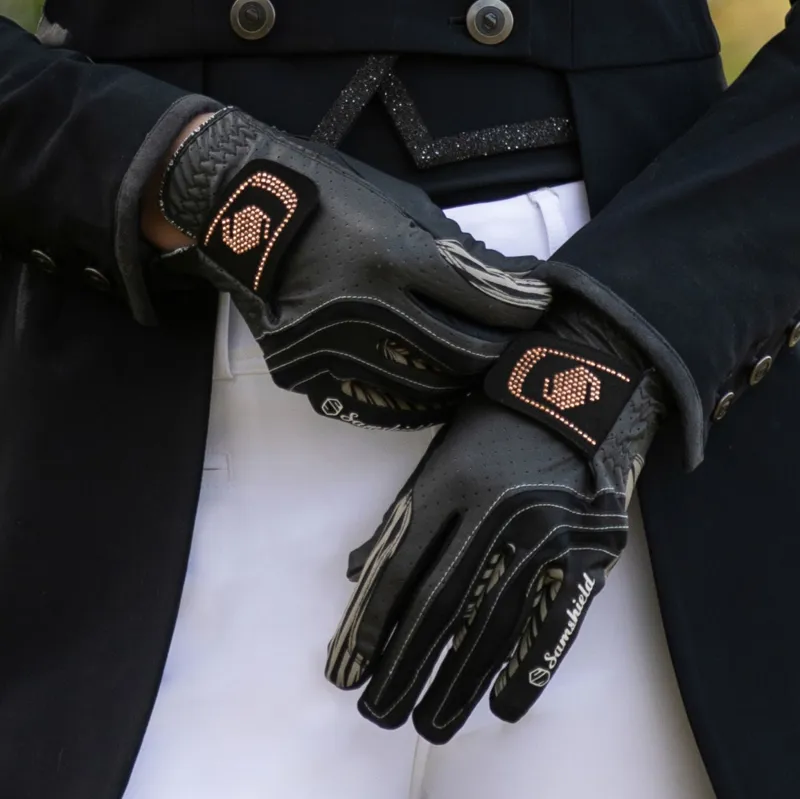 Samshield V-Skin Swarovski Riding Gloves - Black/Rose Gold-2