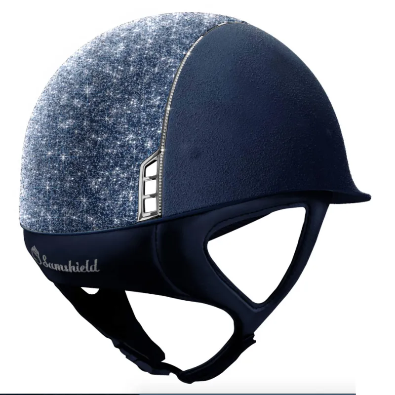 Samshield Premium Crystal Fabric Chrome 255 Crystals Riding Hat - Blue-1
