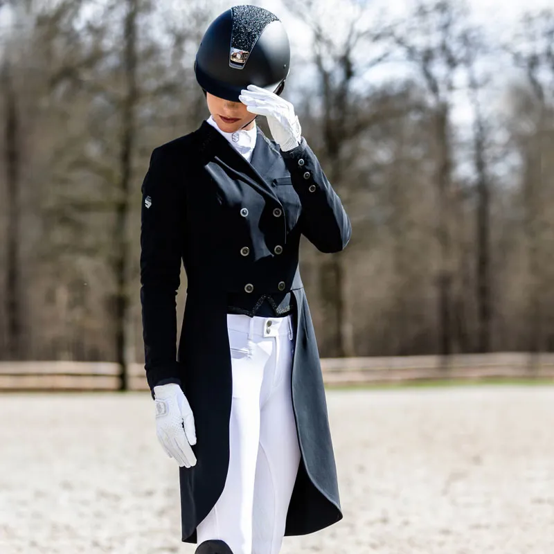 Samshield Crystal Fabric Ladies Dressage Tails - Navy-2