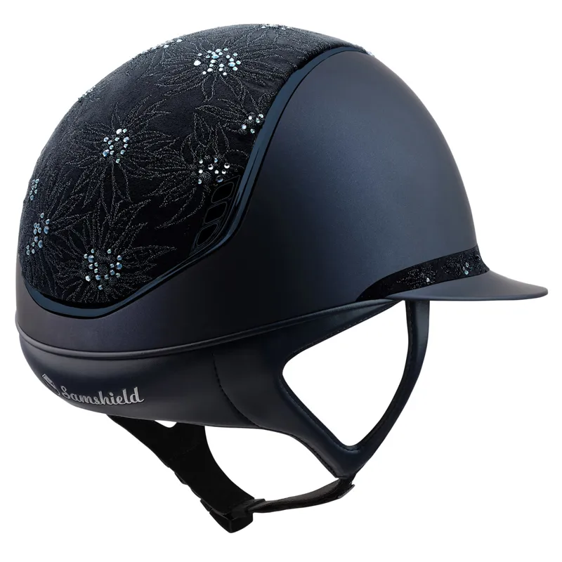 Samshield Miss Shield Shadowmatt 2.0 Spring Flowers Riding Hat - Blue-1