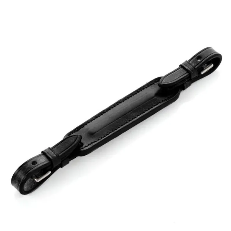 Stephens Rigid Leather Curb Strap - Black/Silver