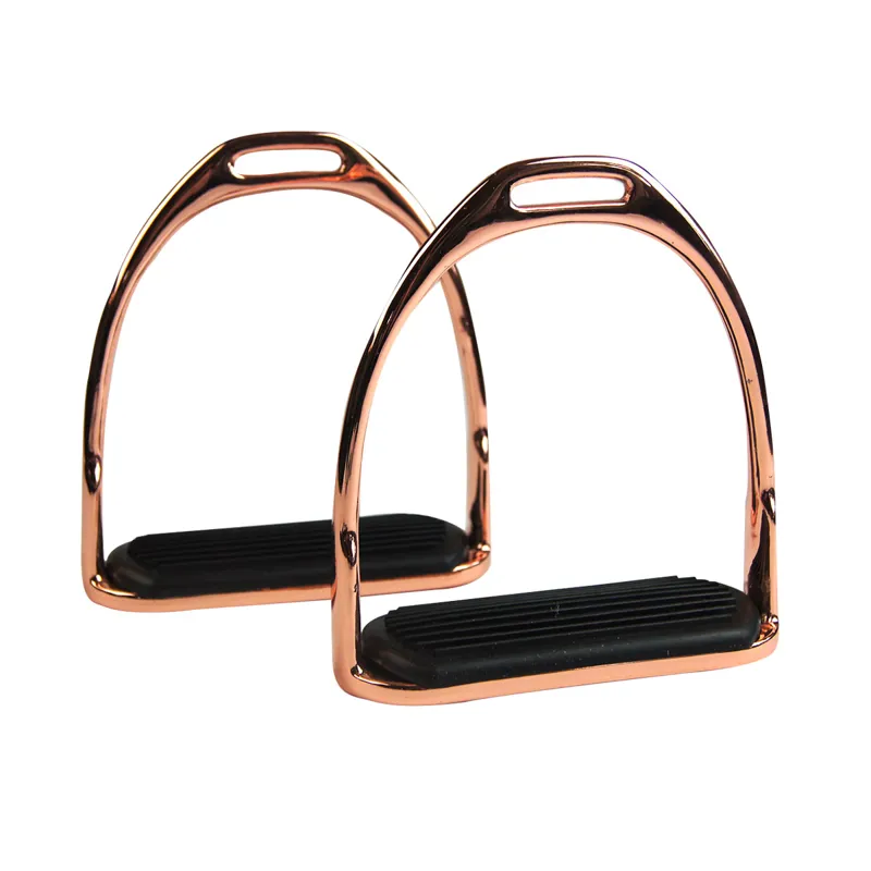 JHL Pro-Steel Metallic Fillis Stirrup Irons - Rose Gold