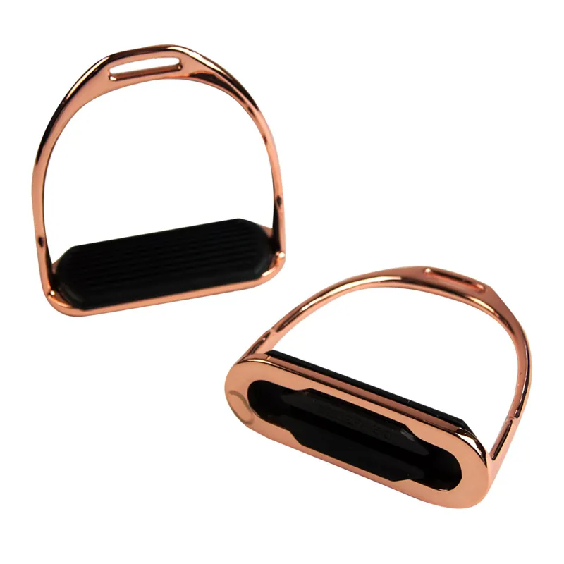 JHL Pro-Steel Metallic Fillis Stirrup Irons - Rose Gold-2