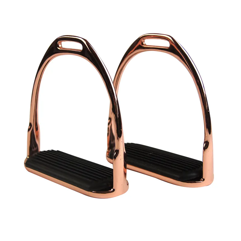 JHL Pro-Steel Metallic Fillis Stirrup Irons - Rose Gold-1