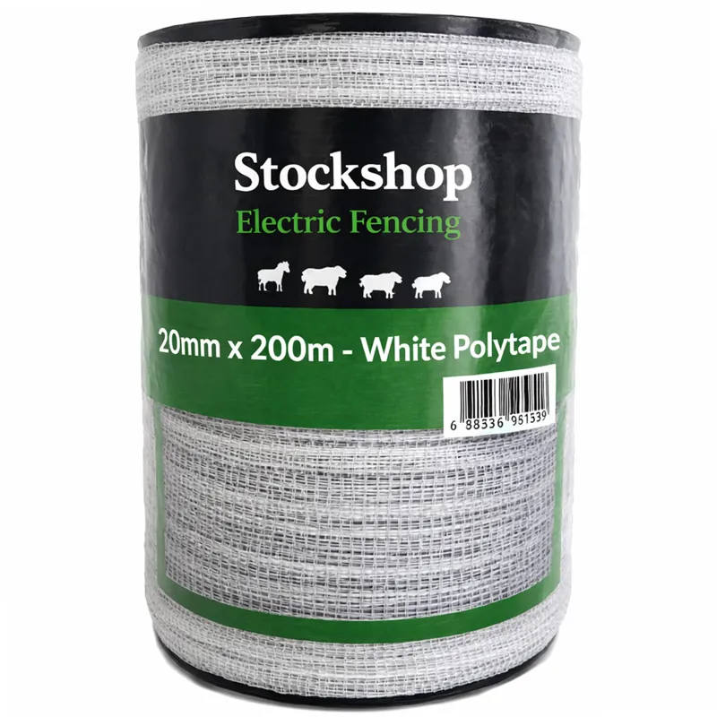 Stockshop Polytape Electric Fencing Tape 20mm x 200m - White