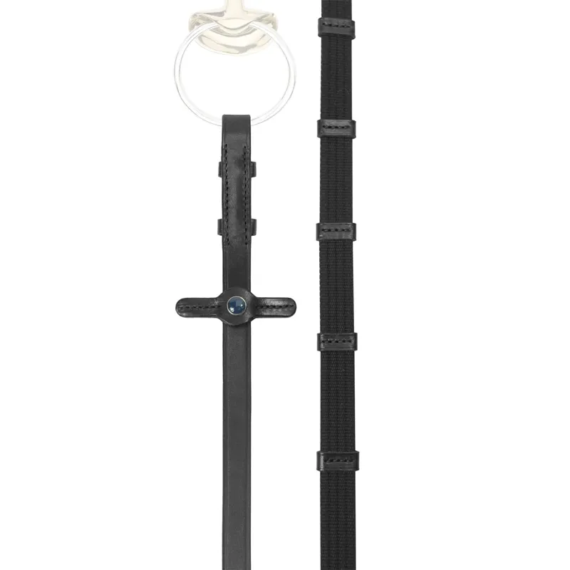 Stubben Web Reins with 9 Leather Stops and Slide Buckle - Black