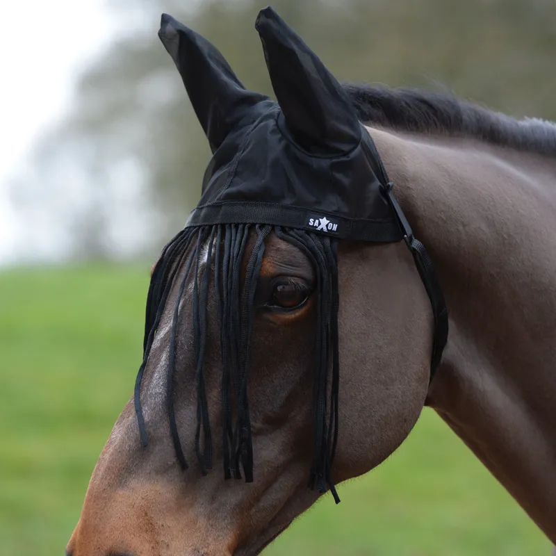 Saxon Fly Fringe with Ears - Black