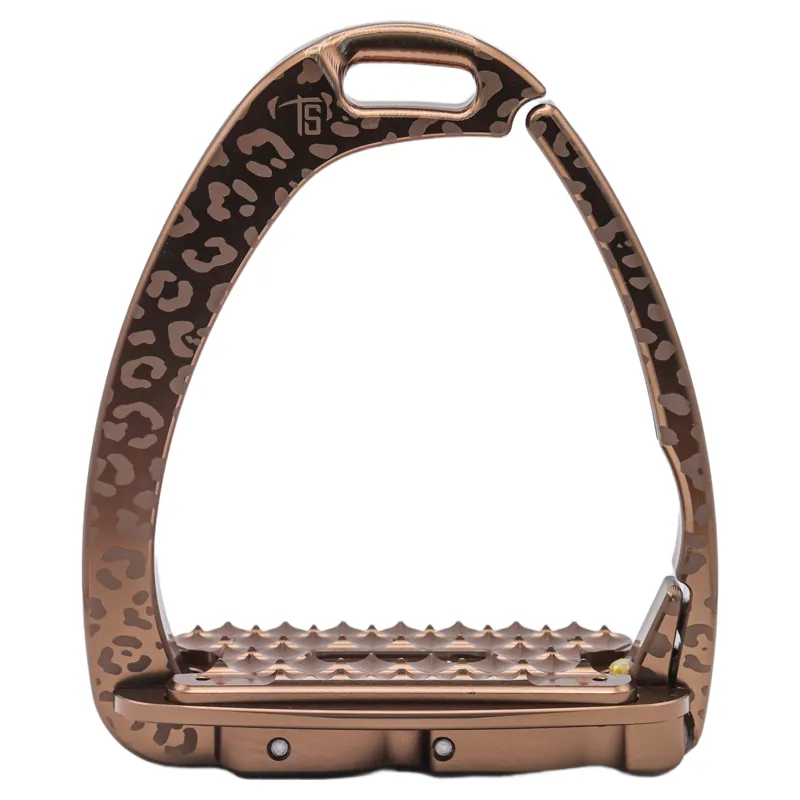 Tech Venice Swarovski Sloped Evo Safety Stirrups - Leopard Brown-4