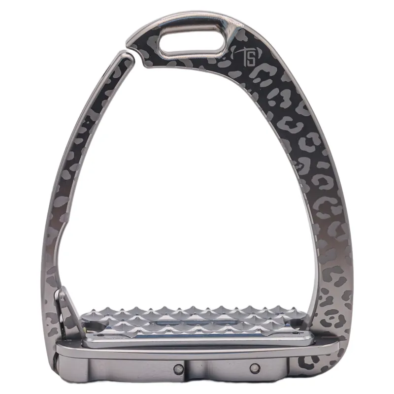 Tech Venice Swarovski Sloped Evo Safety Stirrups - Leopard Titanium-3