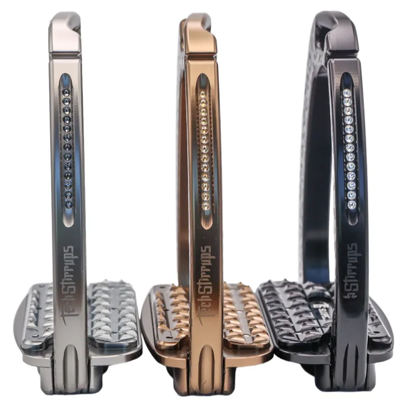 Tech Venice Swarovski Sloped Evo Safety Stirrups - Leopard Black-3