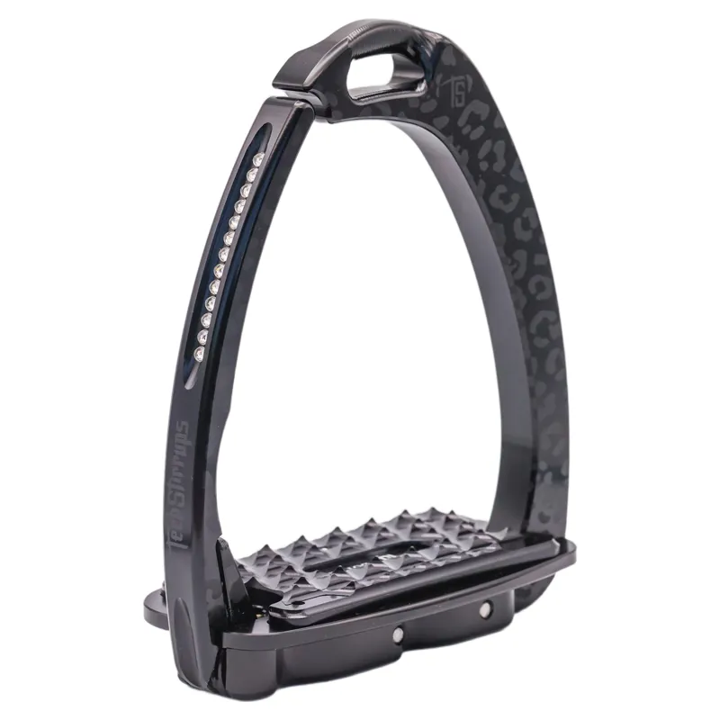 Tech Venice Swarovski Sloped Evo Safety Stirrups - Leopard Black