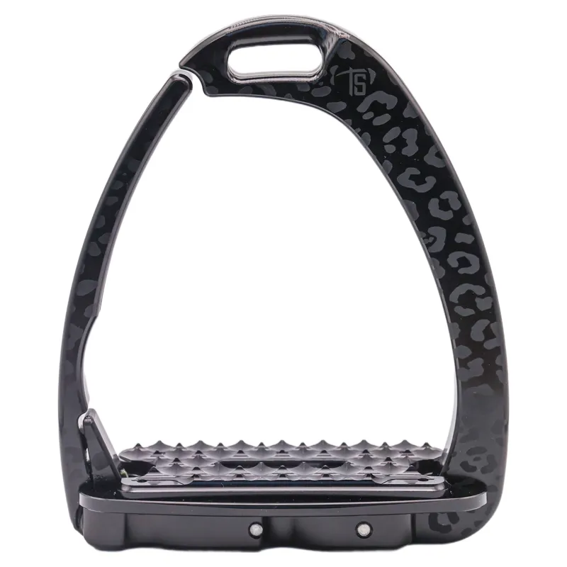Tech Venice Swarovski Sloped Evo Safety Stirrups - Leopard Black-1