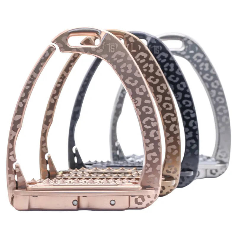 Tech Venice Sloped Evo Safety Stirrups - Leopard Black-1