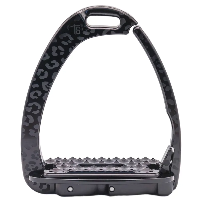 Tech Venice Sloped Evo Safety Stirrups - Leopard Black-2