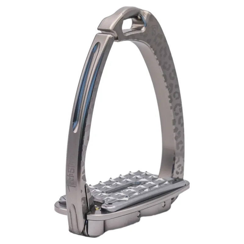 Tech Venice Sloped Evo Safety Stirrups - Leopard Titanium-1