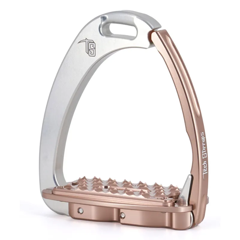 Tech Venice Sloped M Medium Safety Stirrups - Silver/Rose Gold