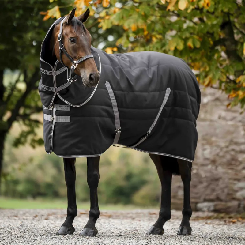 Rambo 400g Stable Rug - Black/Thunderstorm Grey/Silver-2