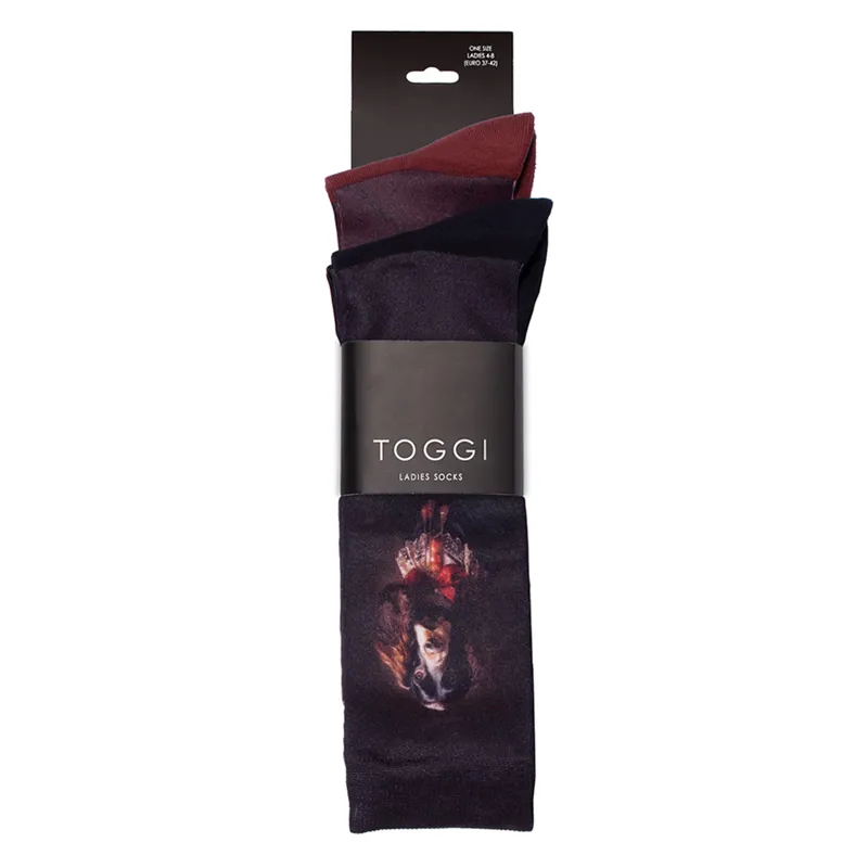 Toggi Hartnell Womens Technical Socks 2 Pack - Black/Burgundy-1