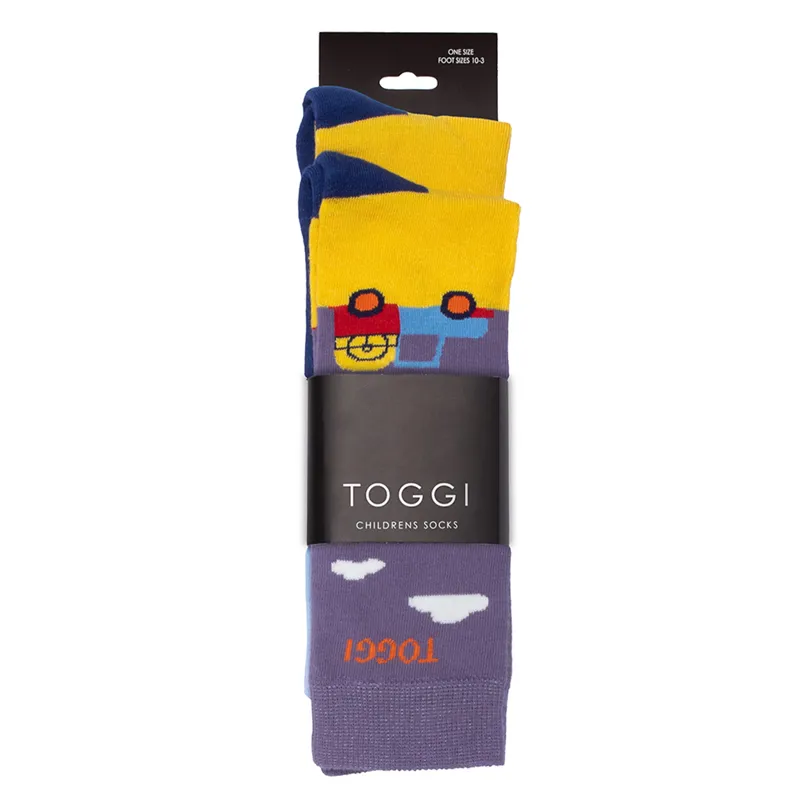 Toggi Lawrence Junior Socks 2 Pack - Mustard/Sky-1