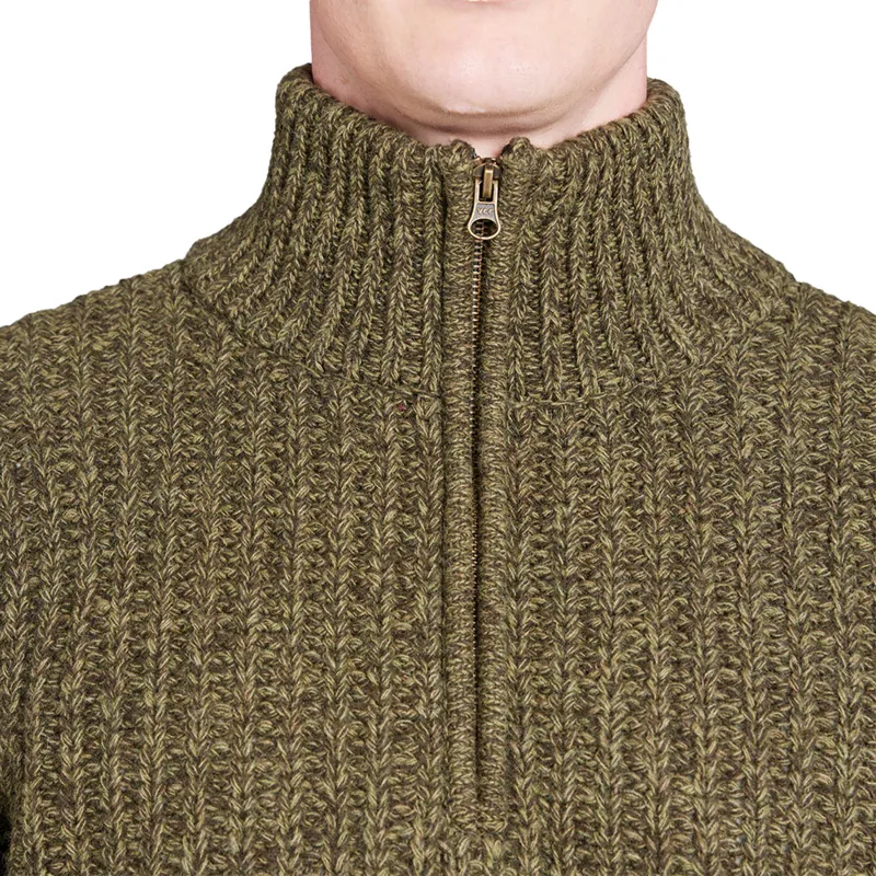 Toggi Wessex Mens Chunky Knitted Zip Neck Sweater - Olive Green-3