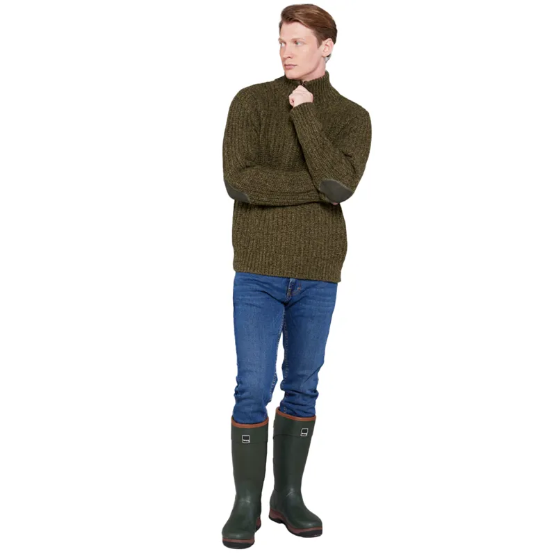 Toggi Wessex Mens Chunky Knitted Zip Neck Sweater - Olive Green-6